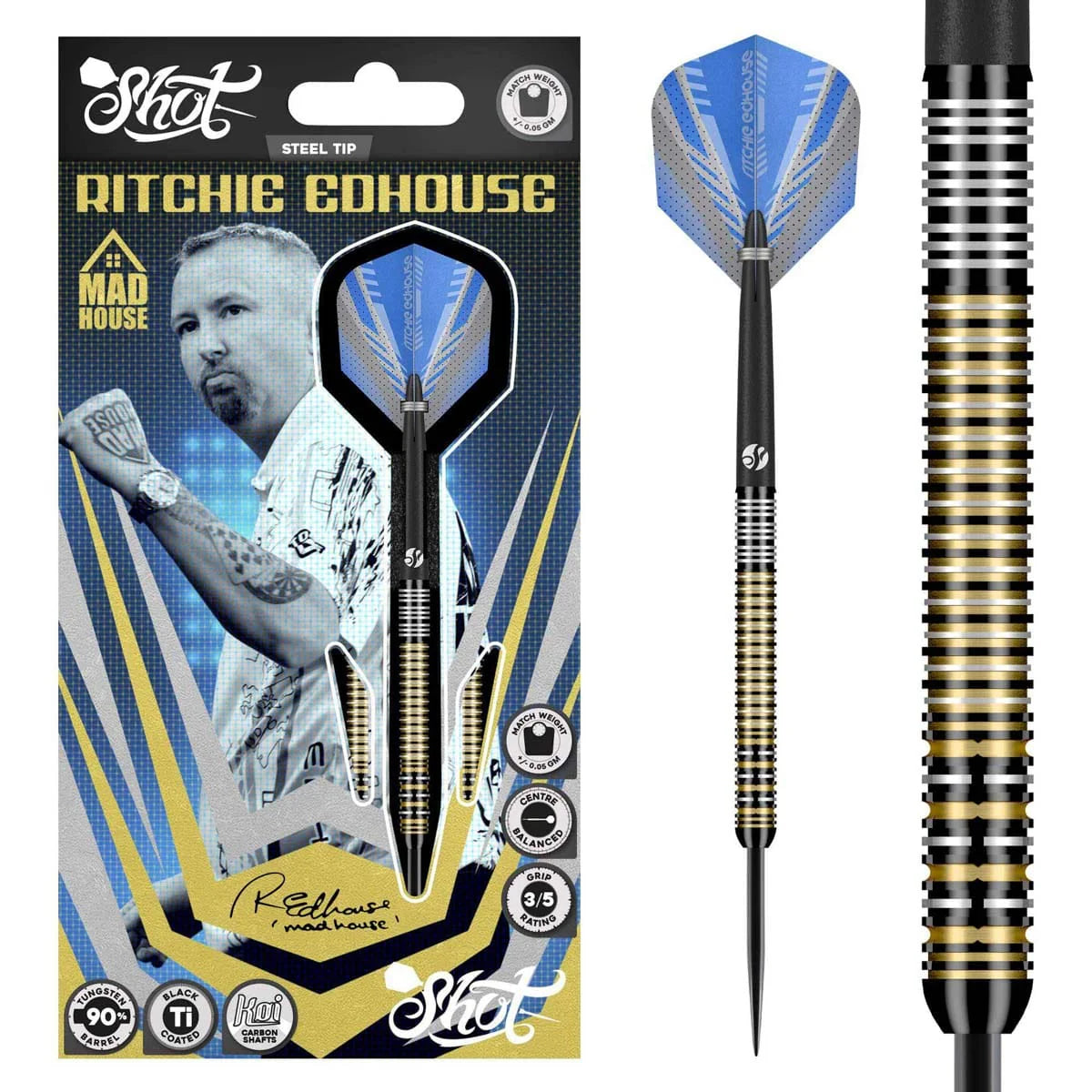 Shot Ritchie Edhouse Madhouse Steel Tip Dart Set-90%