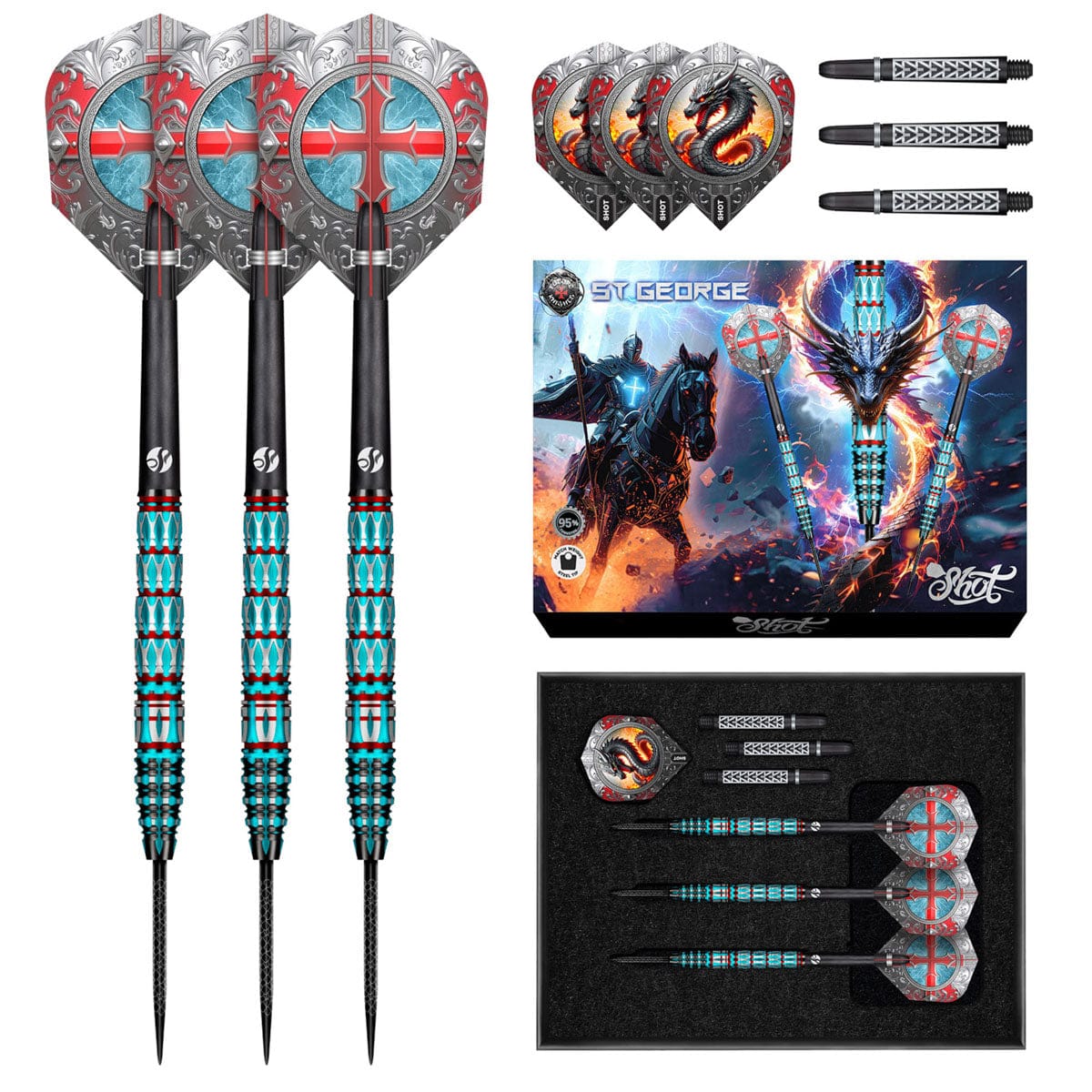 Future Knights St George Steel Tip Dart Set-95%