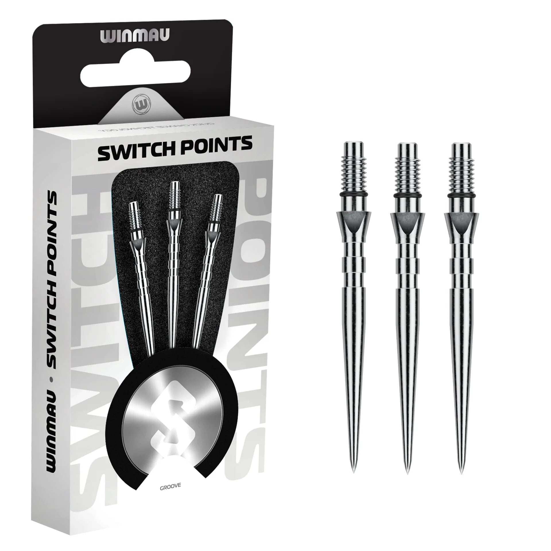 Winmau Switch Points- Groove Silver